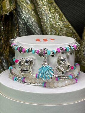 Bomb Party "Oh Shell Yeah!" Summer Stacks 3 Bracelet Set with Seashell Charm